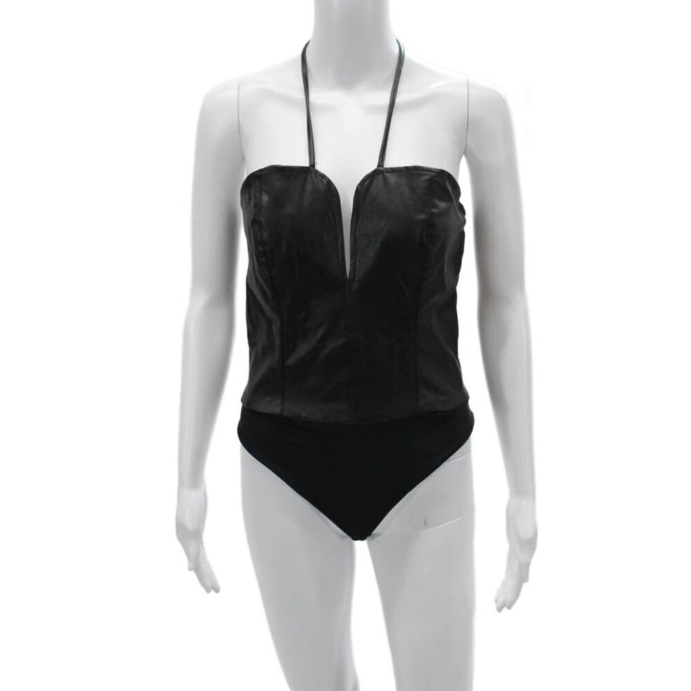 Nonchalant Label Womens One Piece V Neck Sleeveless Black Polyester Size S